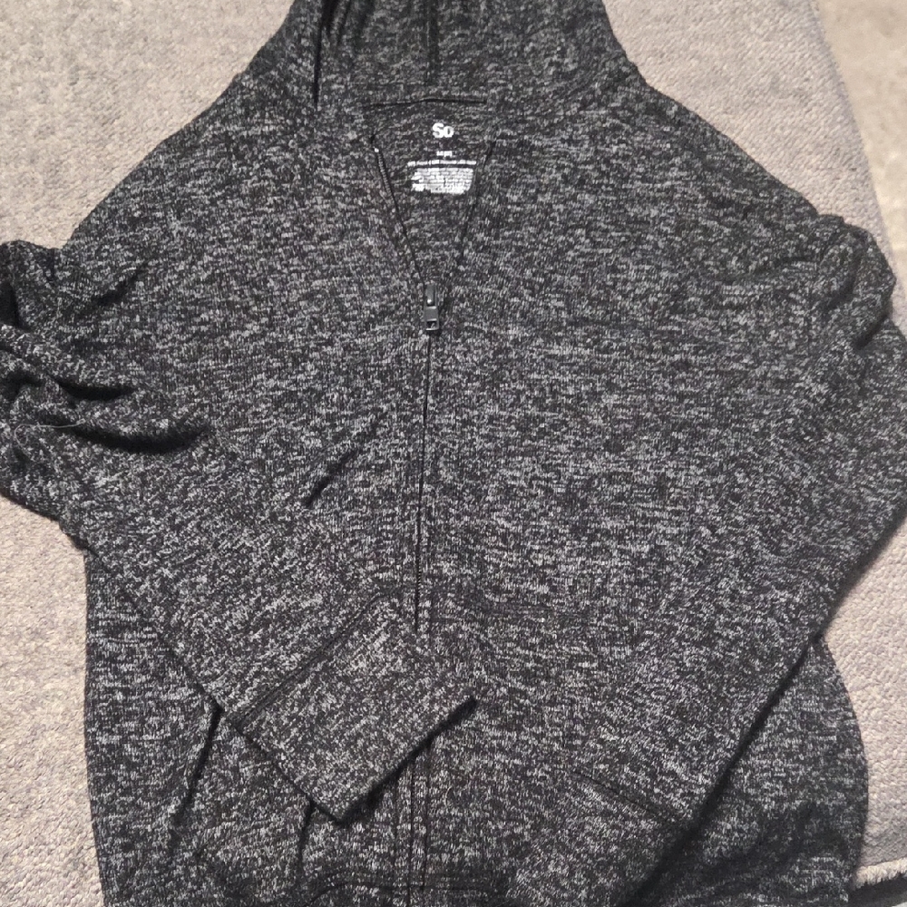 SO Black Zip Up Sweater Versatile Knit
